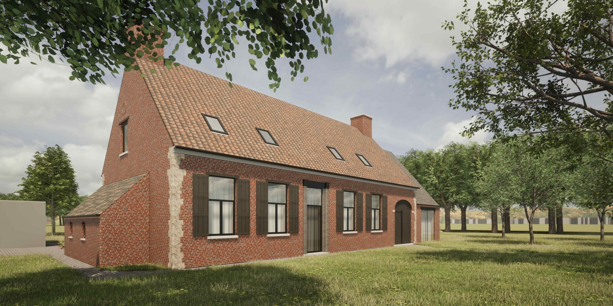 De Snippelingen – voorgevel met luiken en rondboogpoort