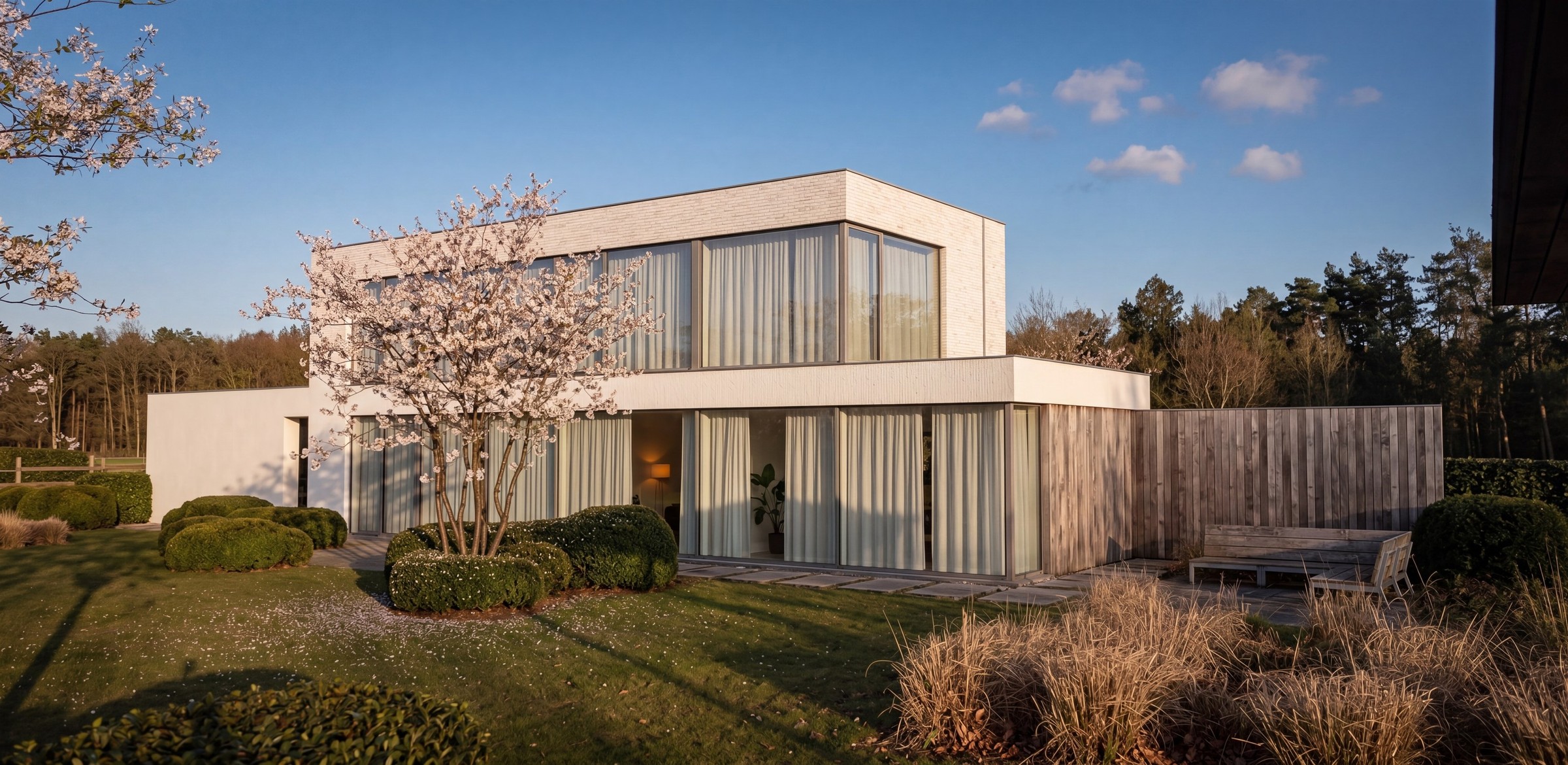Woning Van De Poel — Witgepleisterde villa aan een paardenweide